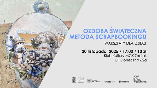 Ozdoba świąteczna metodą scrapbookingu - warsztaty dla dzieci Ozdoba świąteczna metodą scrapbookingu - warsztaty dla dzieci