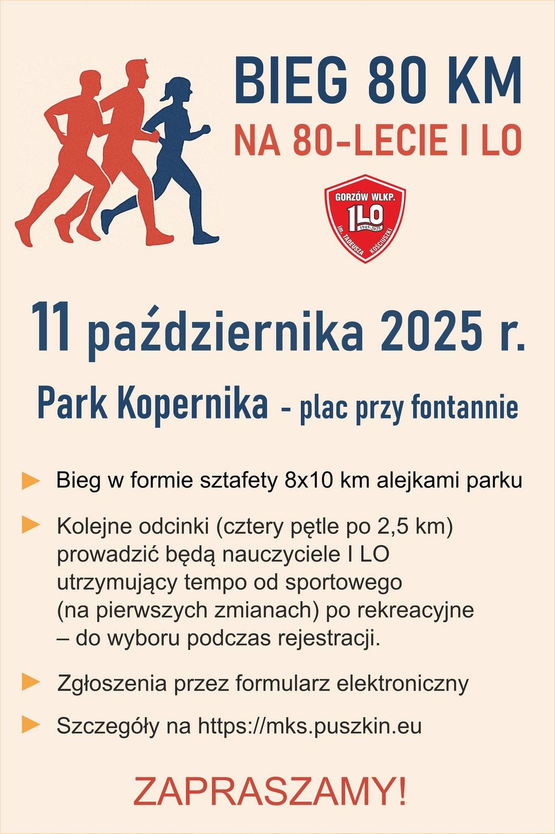 Bieg 80km na 80-lecie I LO Bieg 80km na 80-lecie I LO