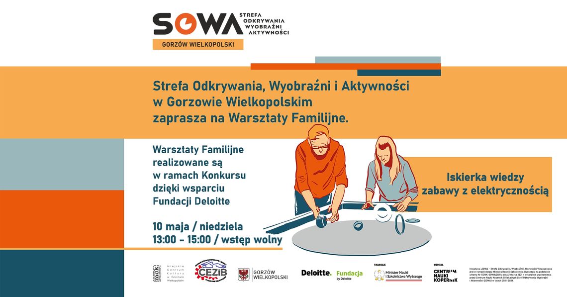 Iskierka wiedzy – zabawy z elektrycznością – warsztaty familijne Iskierka wiedzy – zabawy z elektrycznością – warsztaty familijne