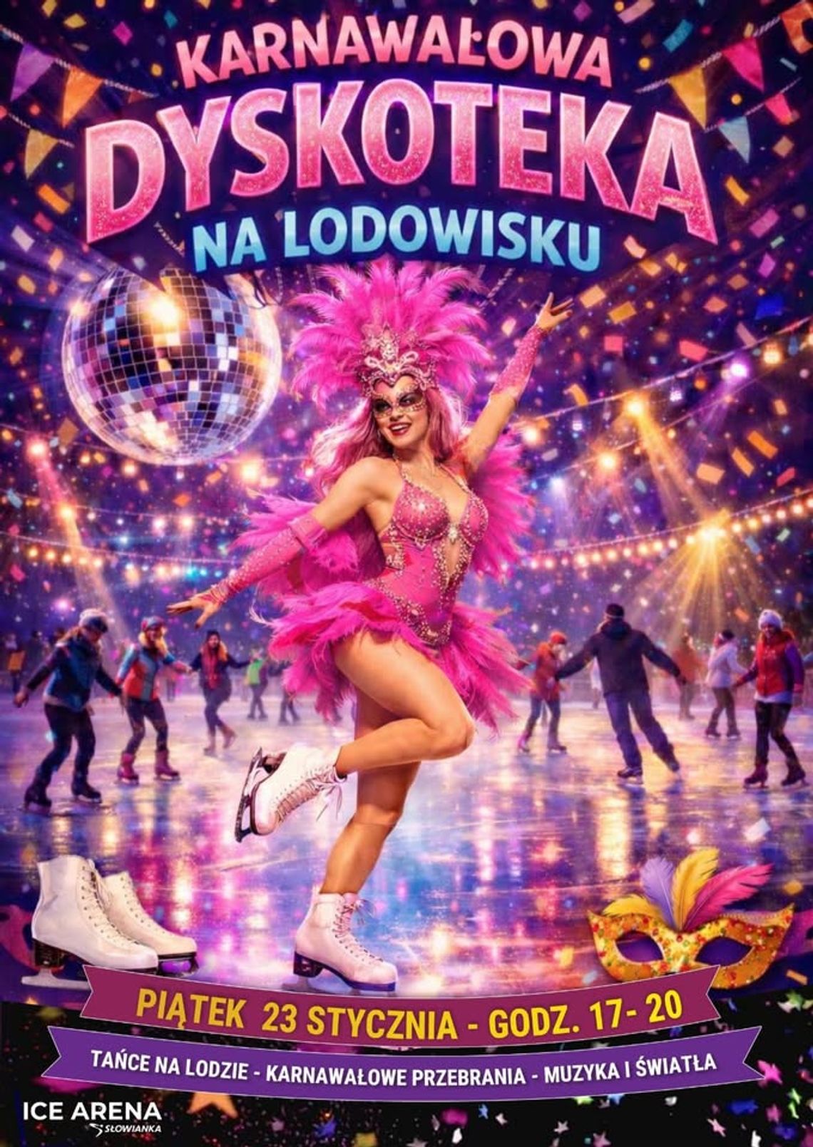 Karnawałowa dyskoteka na lodowisku