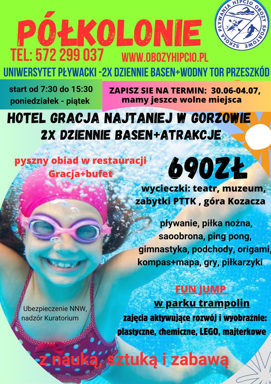 Półkolonia Hipcio - Basen w hotelu Gracja Półkolonia Hipcio - Basen w hotelu Gracja